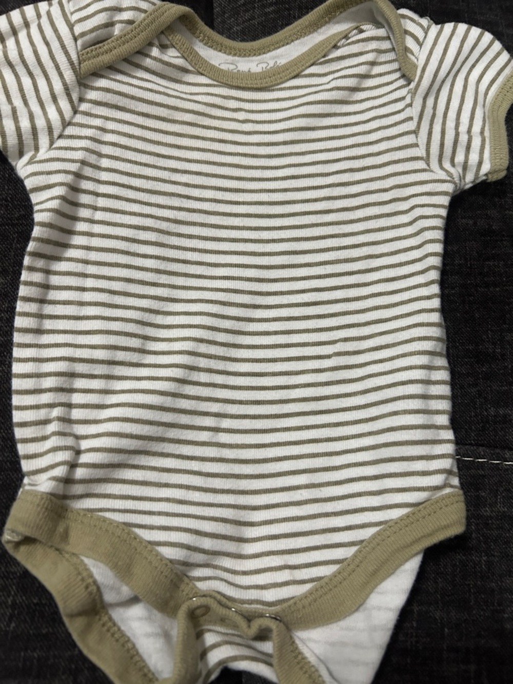 Striped Olive & White Baby One-Piece